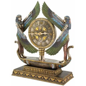 Wings of Isis Egyptian Revival Sculptural Clock
