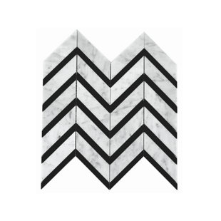 Black Herringbone Tile You Ll Love Wayfair Celine Random Sized Marble Mosaic Tile In White Black