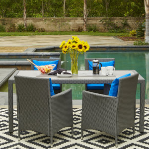 Belfield Indoor/Outdoor 5 Piece Dining Set with Cushions