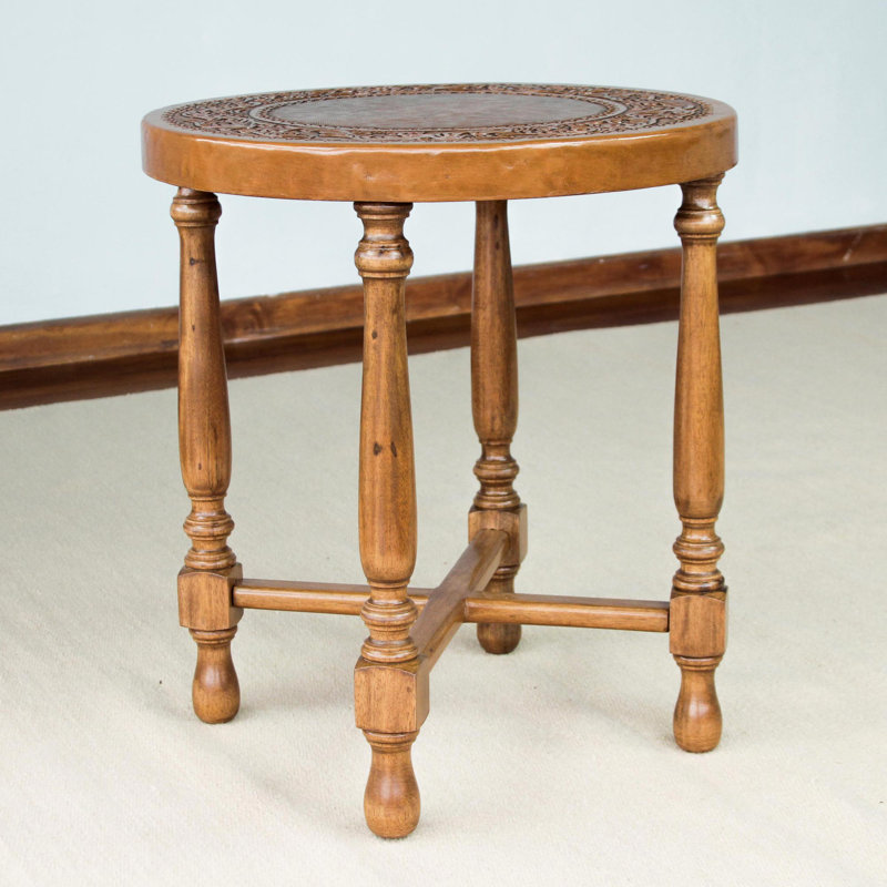 Novica Colonial Light Mohena Wood And Leather End Table Reviews Colonial Light Mohena Wood And Leather End Table