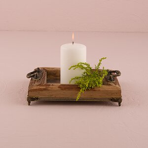 Rustic Wood Tray with Ornamental Handles