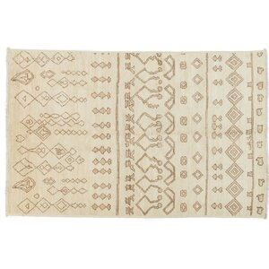 One-of-a-Kind Moroccan Hand-Knotted Ivory Area Rug