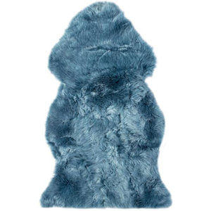 Fabian Single Pelt Handmade Shag Sheepskin Teal Area Rug