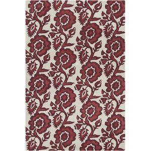 Jethro Hand Tufted Wool White/Burgundy Area Rug