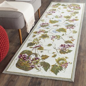 Olson Hand-Hooked White Area Rug