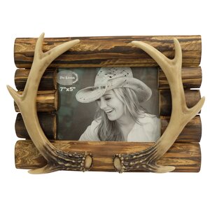 Beautiful Antler on Wood Picture Frame