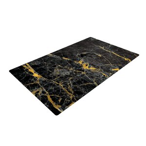 Fleck Marble Abstract Digital Black/Gold Area Rug