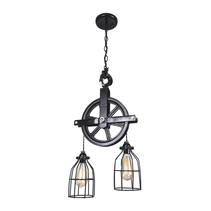 West Ninth Vintage Barn Pulley 2 Light Cascade Pendant Reviews Barn Pulley 2 Light Cascade Pendant