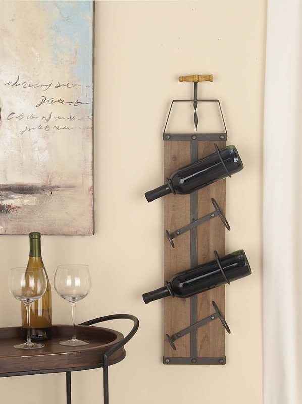 Cole Grey Wood Metal 4 Bottle Wall Mounted Wine Rack Reviews Wood Metal 4 Bottle Wall Mounted Wine Rack