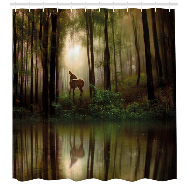East Urban Home Ambesonne Nature Shower Curtain Baby Deer In The