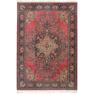 One-of-a-Kind Amberwood Hand-Knotted Wool Dark Pink Area Rug
