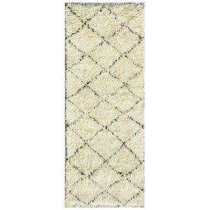 Moroccan Hand-Knotted Ivory Area Rug