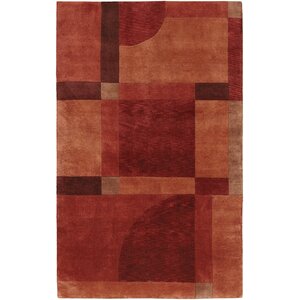 Vicente Hand-Knotted Aurora Red Area Rug