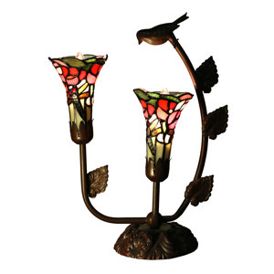 Bethlehem 2-Light Lily Shades with Bird Tiffany 16