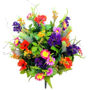 Artificial Full Blooming Lilac, Daisy and Black Eyed Susan with Foliage Mixed Flowers Bush