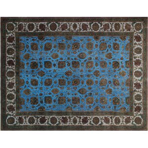 One-of-a-Kind Juergen Overdyed Distressed Hand-Knotted Blue Area Rug