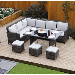 Indoor Rattan Furniture Sets Wayfair Co Uk 8 Seater Rattan Effect Sofa Set