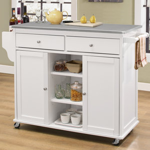 Brecht Kitchen Cart with Stainless Steel Top by ..