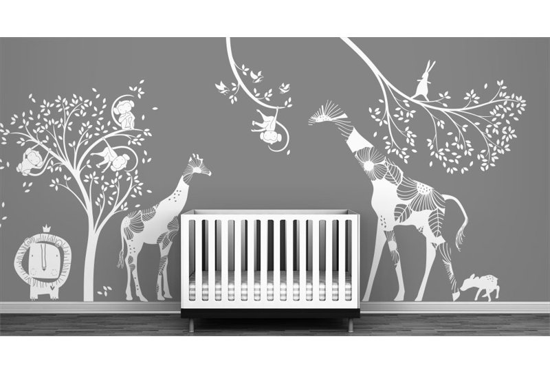 littlelion studio baby jungle wall decal | wayfair