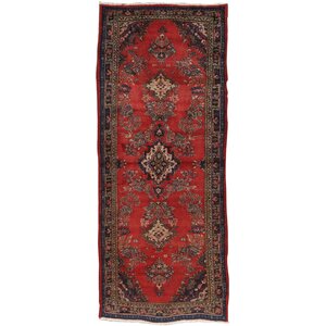 Sarouk Vintage Lamb's Wool Hand-Knotted Red Area Rug