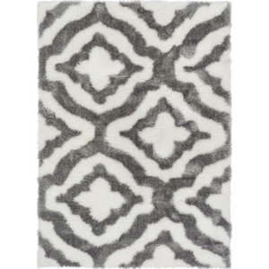 Grieco Feather Modern Trellis Nordic White/Gray Area Rug