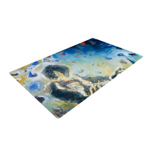Josh Serafin Riders on the Storm Piano Player Blue/Gray Area Rug