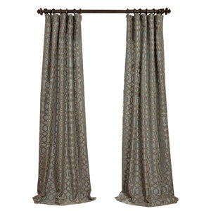 Filigree Flocked Faux Silk Geometric Rod Pocket Single Curtain Panel