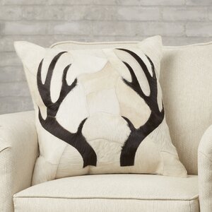 Agate Antler Piecework Hide Throw Pillow