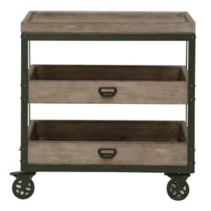 Fort Oglethorpe Kitchen Cart with Wood Top by Laurel Foundry Modern Farmhouse