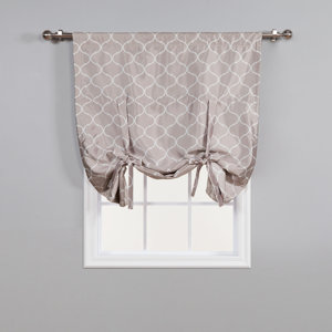 Faux Silk Quatrefoil Geometric Blackout Thermal Rod Pocket Single Curtain Panel