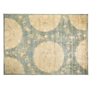 One-of-a-Kind Oushak Hand-Knotted Blue Area Rug