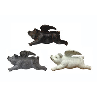 Flying Pig Decor Wayfair Masam 3 Piece Cast Iron Flying Pigs Wall Décor Set