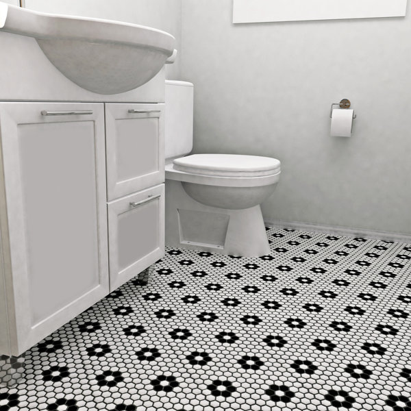 Elitetile Retro 1 X Porcelain Mosaic Tile In Glossy Black White Elitetile Retro 1 X Porcelain Mosaic Tile In Glossy Black White Reviews Wayfair