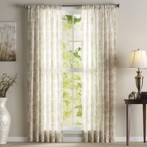 Keystone Nature/Floral Sheer Rod Pocket Single Curtain Panel