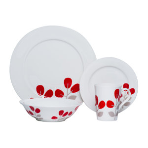 Winterberry Bone China 16 Piece Dinnerware Set, Service for 4