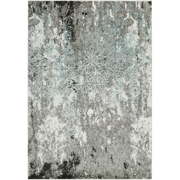 Marian Abstract Modern Gray Teal Area Rug