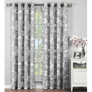 Bohemian Nature/Floral Sheer Grommet Curtain Panels (Set of 2)