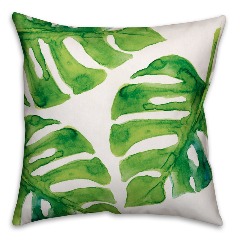 Bay Isle Home Palm Cove Watercolor Leaf Throw Pillow Reviews Palm Cove Watercolor Leaf Throw Pillow