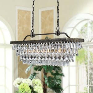 Rectangular Crystal 4-Light Kitchen Island Pendant