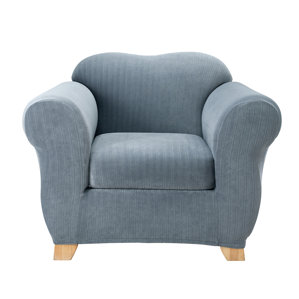 Stretch Pinstripe Box Cushion Armchair..