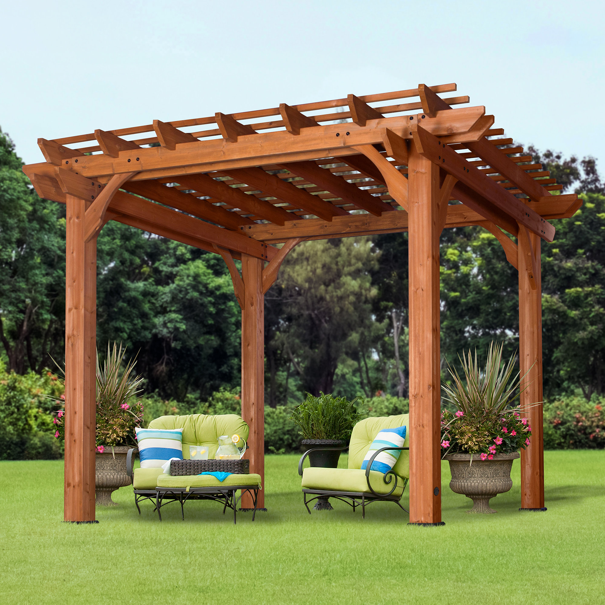 Cedar 10 Ft W X D Solid Wood Pergola