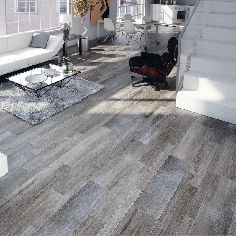 Elitetile Savona 8 X 26 Porcelain Wood Tile In Gris Wayfair Savona 8 X 26 Porcelain Wood Tile
