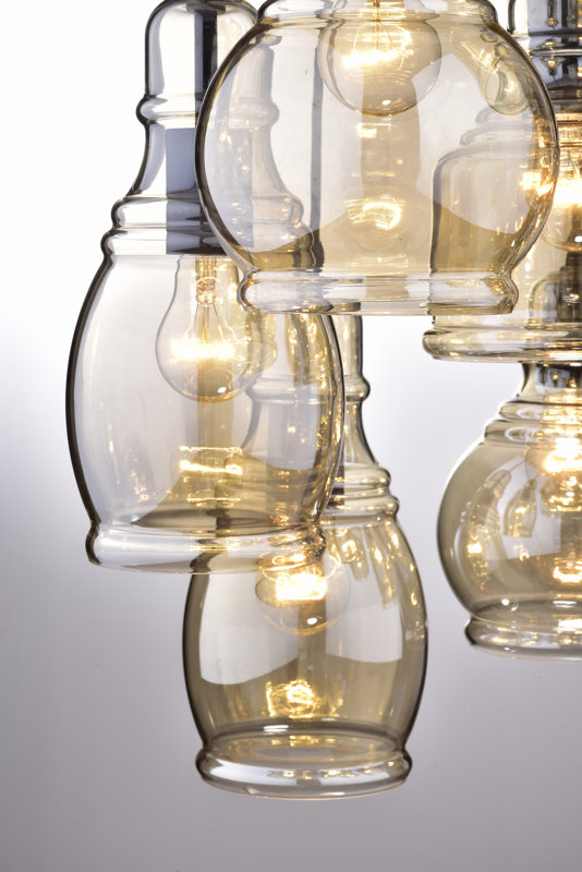 Gracie Oaks Pruett Cognac Glass Cluster 8Light Cascade Pendant