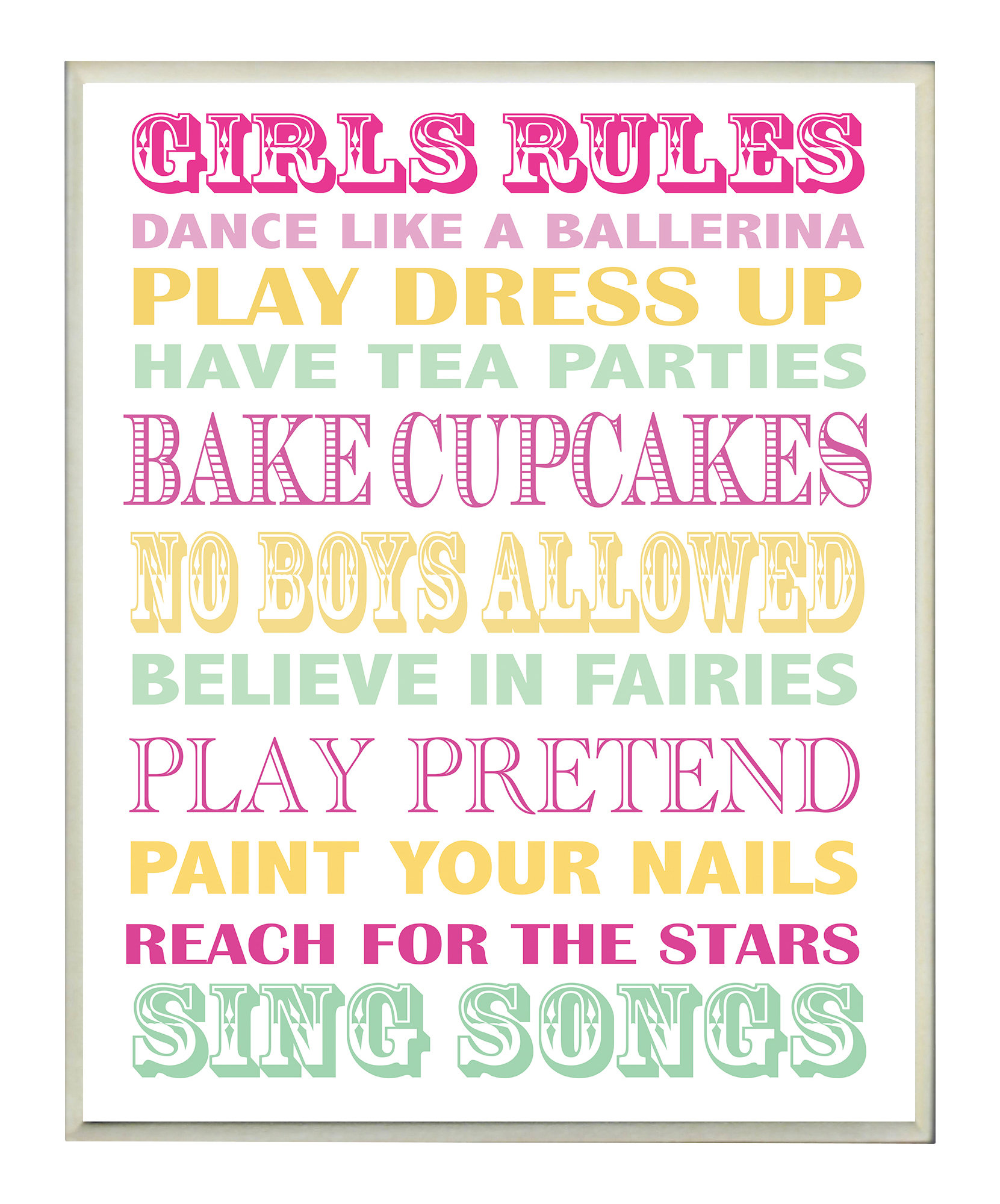 Stupell Industries The Kids Room Girls Rules Textual Art Wall Plaque ...