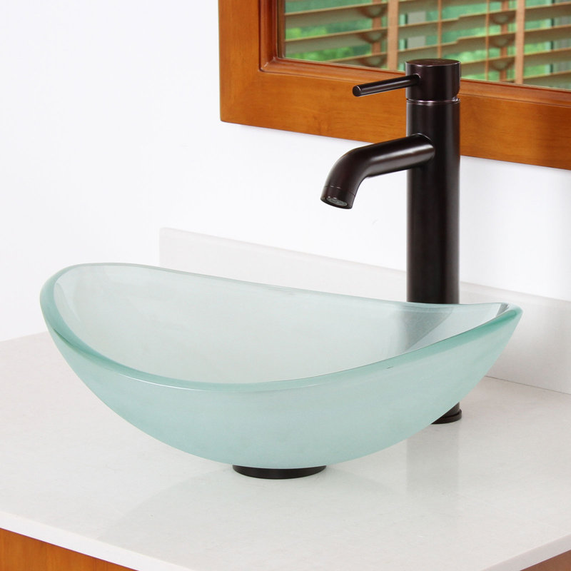 Bathroom Sinks Oval elite mini tempered glass boat oval vessel bathroom sink & reviews Bathroom Sinks Oval elite mini tempered glass boat oval vessel bathroom sink & reviews