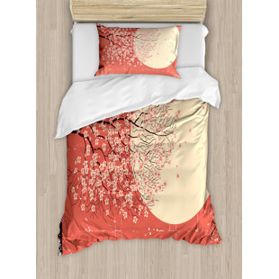 Cherry Blossom Bedding Sets Wayfair Spring Cherry Blossom Sakura Tree Branches On Moon Anese Style Soft Ilration Duvet Cover Set