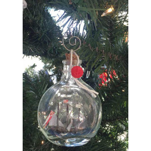 Santa Maria Model Ship in a Glass Bottle Christmas Ornament
