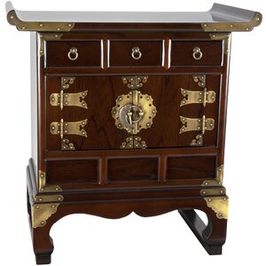 Korean 3 Drawer End Table Accent Cabinet