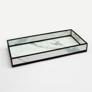 Nevis Marble Print Decorative Glass Serving Tray (Set of 6)