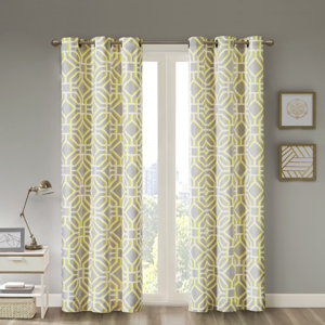 Keilen Geometric Room Darkening Grommet Single Curtain Panel